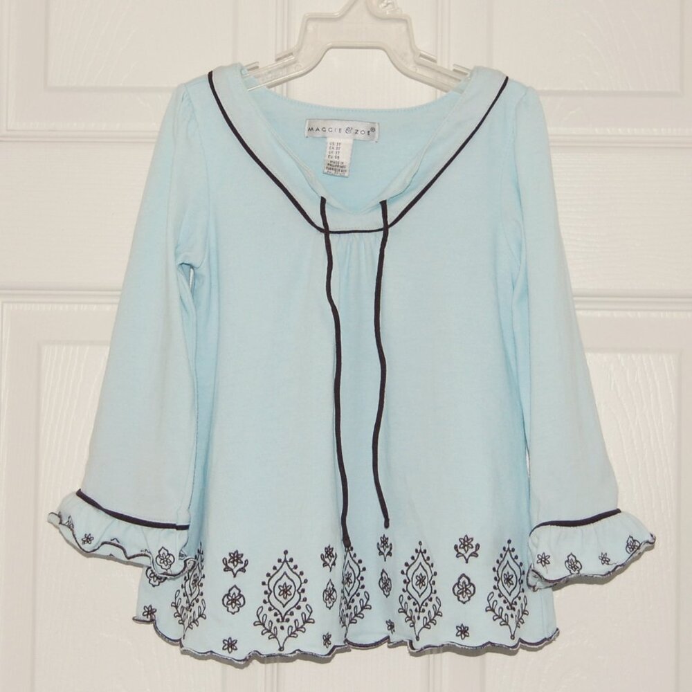 Maggie & Zoe Girls 3T (Bust: 23") Blue Boho Top